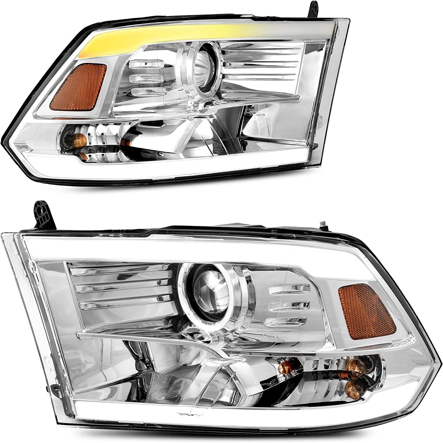 AUTOSAVER88: Montaje de faros delanteros compatible con Dodge Ram 4 puertas 1500 2500 3500, modelo 2009 a 2018. Faro de repuesto para Pickup. Color Negro. Lentes con carcasa transparente.