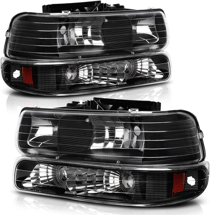 Autosaver88 Headlights Assembly Compatible With 19992002 Chevrolet Silverado 20012002 1500 2500 1500hd 2500hd 3500 20002006 Tahoe Suburban Lights In Bumpers