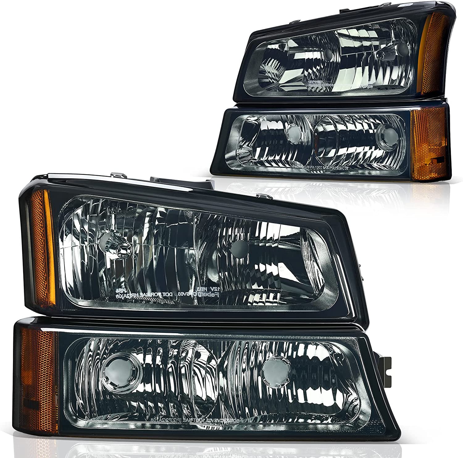 Dwvo Headlight Assembly Compatible With Chevy Silverado Avalanche 1500 2500 3500 Black Clear Housing