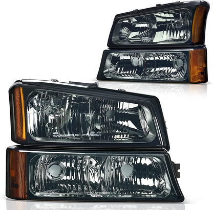 Dwvo Headlight Assembly Compatible With Chevy Silverado Avalanche 1500 2500 3500 Black Clear Housing