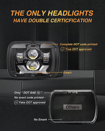 2020-2021 New Osram Chips 180w Dot 500 Brighter Antiglare H6054 5x7 7x6 LED Headlights With Turn Signal Drl Hilow Sealed Beam Compatible Jeep Cherokee Xj Wrangler Yj Ford Chevrolet Gmc Toyota Nissan Etc