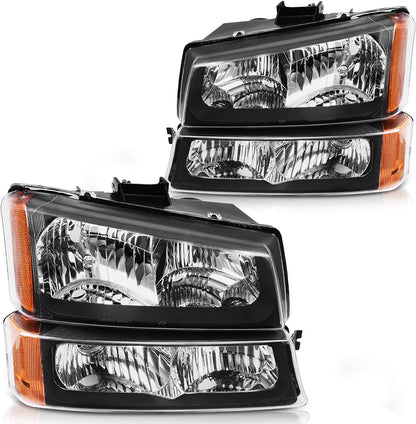 Dwvo Headlight Assembly Compatible With Chevy Silverado Avalanche 1500 2500 3500 Black Clear Housing
