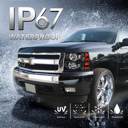 Mostplus Headlight Assembly Compatible With Chevy Chevrolet Silverado 1500 2500 3500 Black Housing Clear Lens Amber Reflector