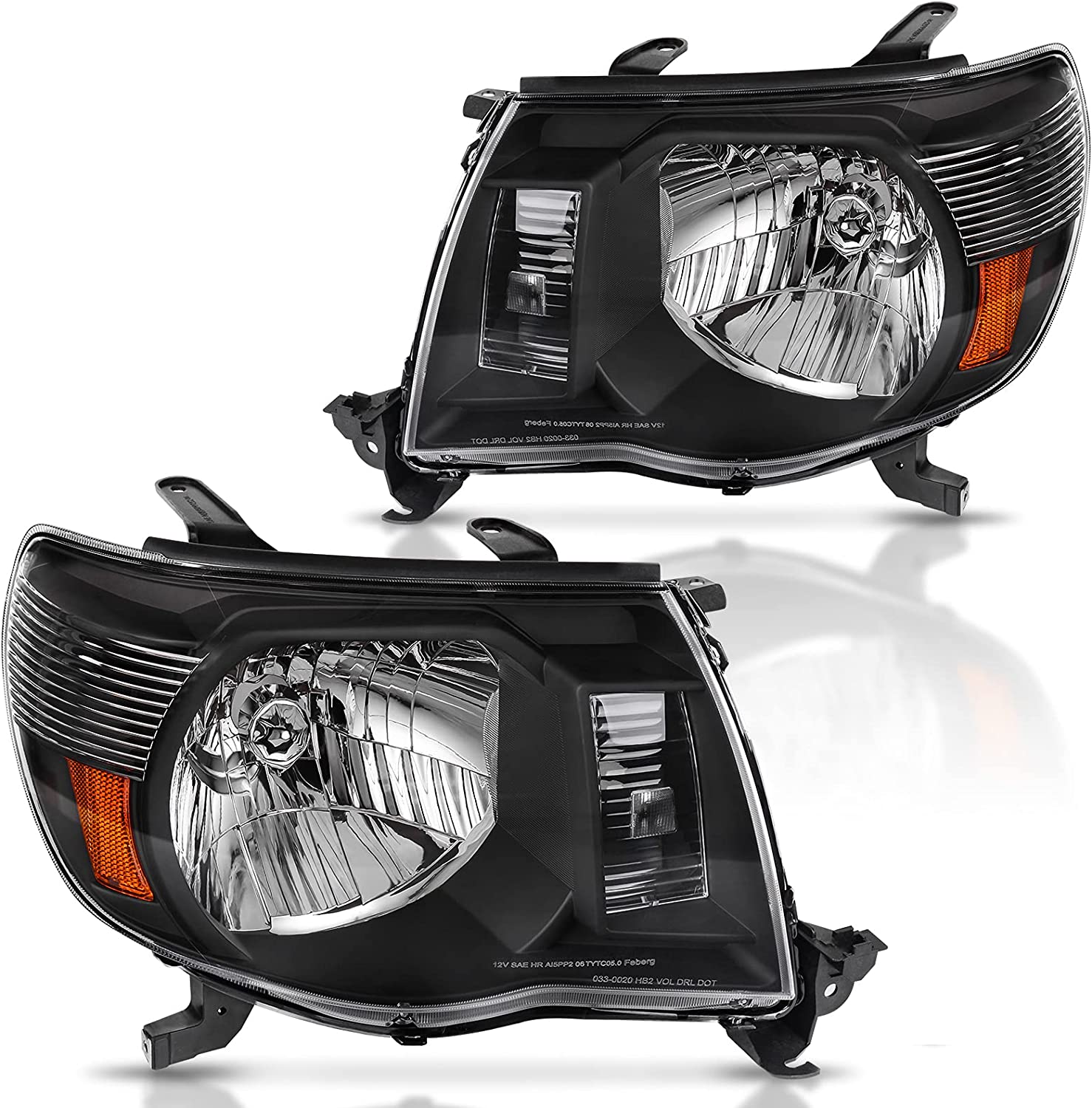 Dwvo Headlight Assembly Compatible With 2005 2006 2007 2008 2009 2010 2011 Tacoma Pickup Truck Oe Replacement Chrome Housing Amber Reflector