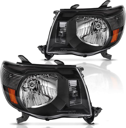 Dwvo Headlight Assembly Compatible With 2005 2006 2007 2008 2009 2010 2011 Tacoma Pickup Truck Oe Replacement Chrome Housing Amber Reflector