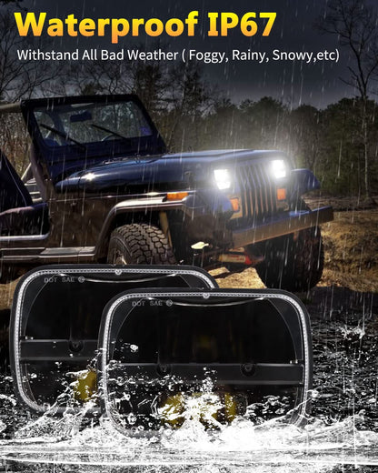 1 Pair 105W 5x7" / 6x7" Rectangular Headlights Compatible with 1997-2010 Jeep Wrangler YJ Cherokee XJ Kenworth T300 Replacement H6054 H6054LL 69822 6052 6053 (2PCS)
