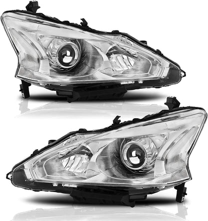 Alziria Headlight Assembly Compatible With 20132015 Nissan Altima Sslsv Only Fit 4door Chrome Housing Amber Reflector