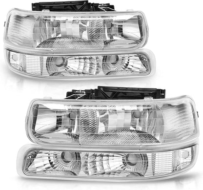 Autosaver88 Headlights Assembly Compatible With 19992002 Chevrolet Silverado 20012002 1500 2500 1500hd 2500hd 3500 20002006 Tahoe Suburban Lights In Bumpers
