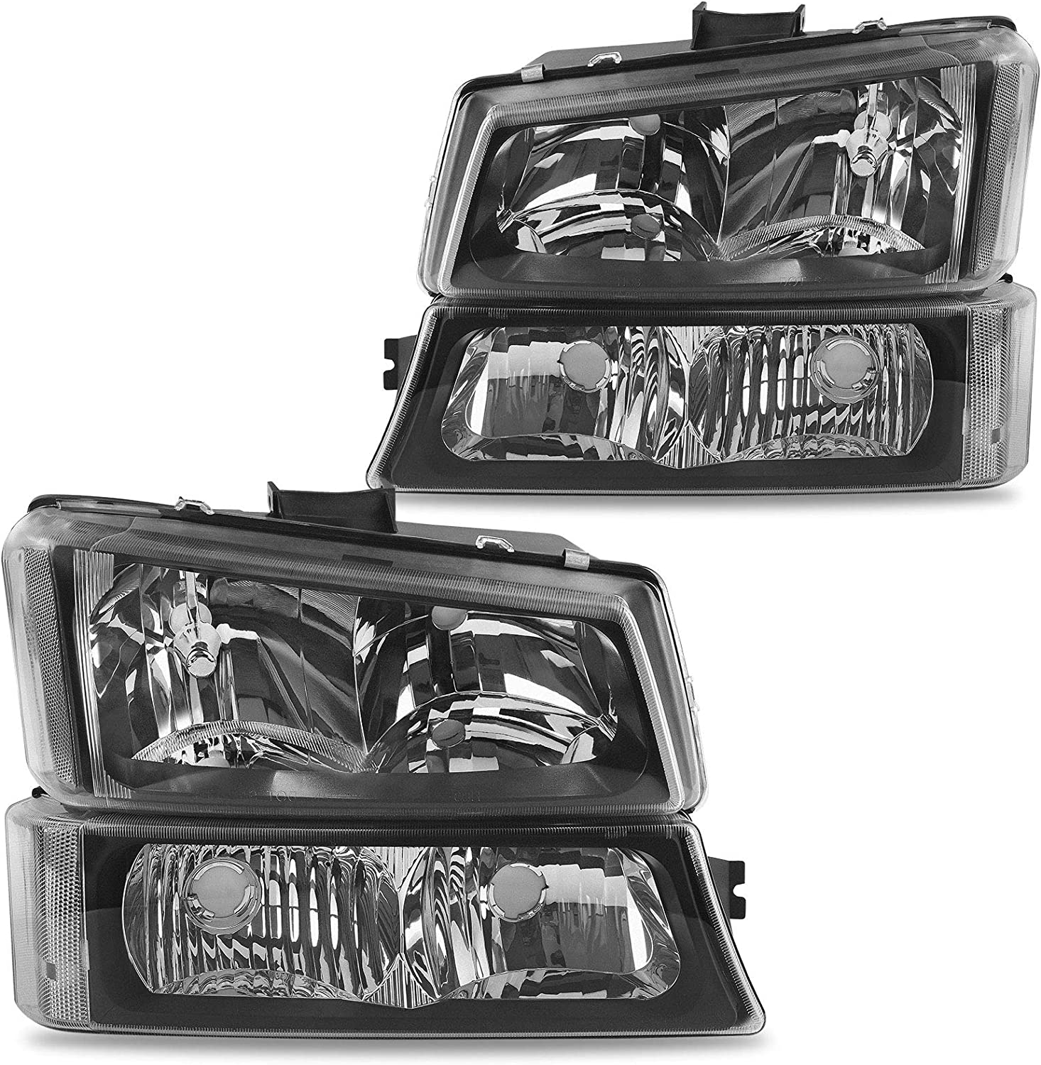 Dwvo Headlight Assembly Compatible With Chevy Silverado Avalanche 1500 2500 3500 Black Clear Housing