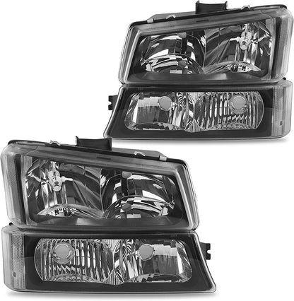 Dwvo Headlight Assembly Compatible With Chevy Silverado Avalanche 1500 2500 3500 Black Clear Housing