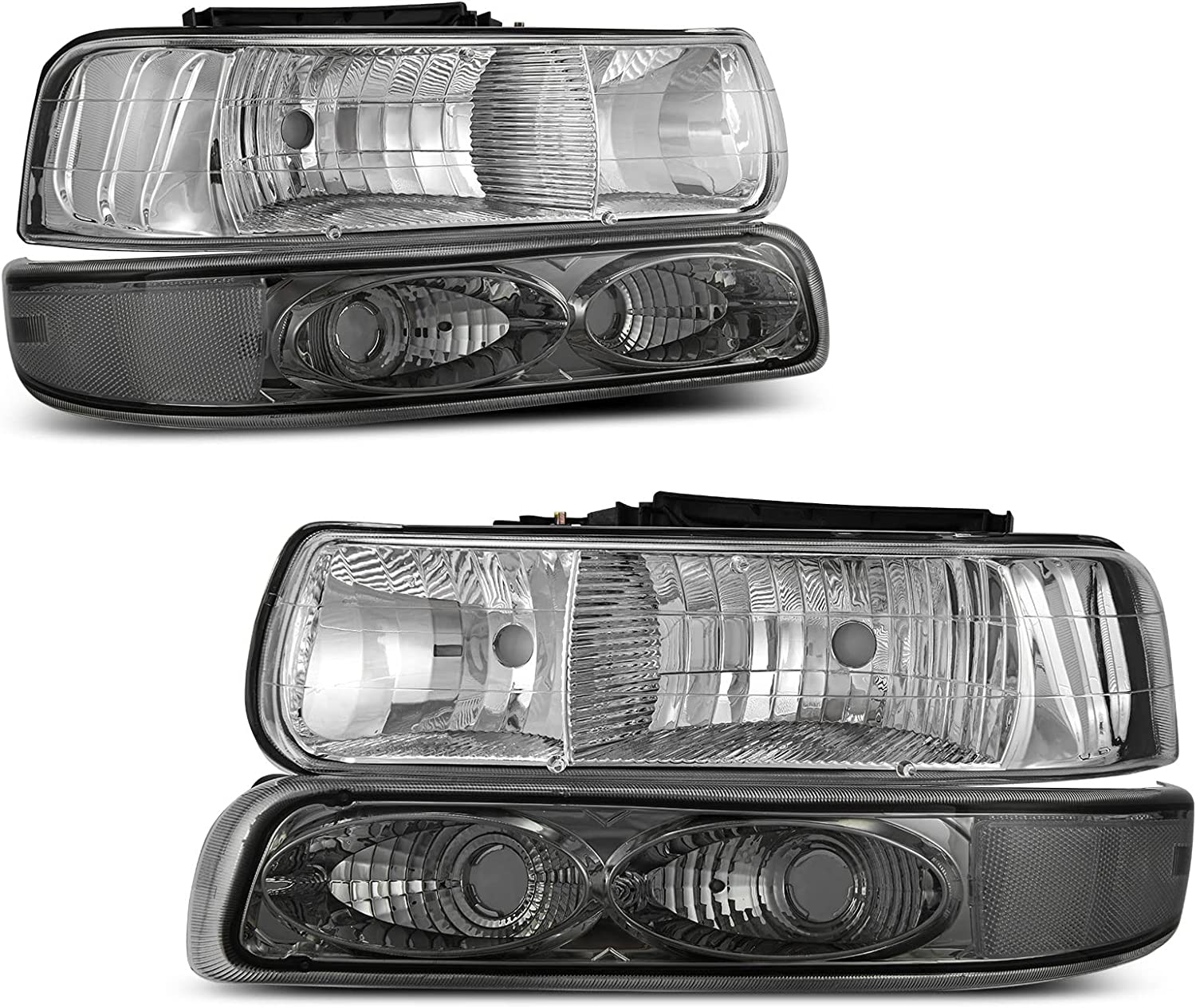 Autosaver88 Headlights Assembly Compatible With 19992002 Chevrolet Silverado 20012002 1500 2500 1500hd 2500hd 3500 20002006 Tahoe Suburban Lights In Bumpers