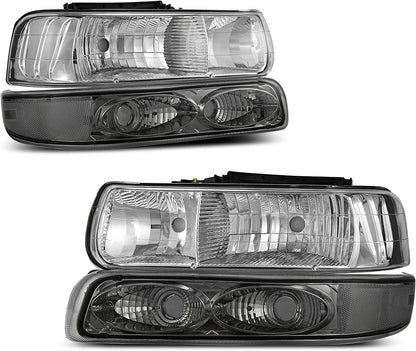 Autosaver88 Headlights Assembly Compatible With 19992002 Chevrolet Silverado 20012002 1500 2500 1500hd 2500hd 3500 20002006 Tahoe Suburban Lights In Bumpers