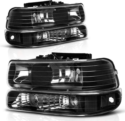 Autosaver88 Headlights Assembly Compatible With 19992002 Chevrolet Silverado 20012002 1500 2500 1500hd 2500hd 3500 20002006 Tahoe Suburban Lights In Bumpers