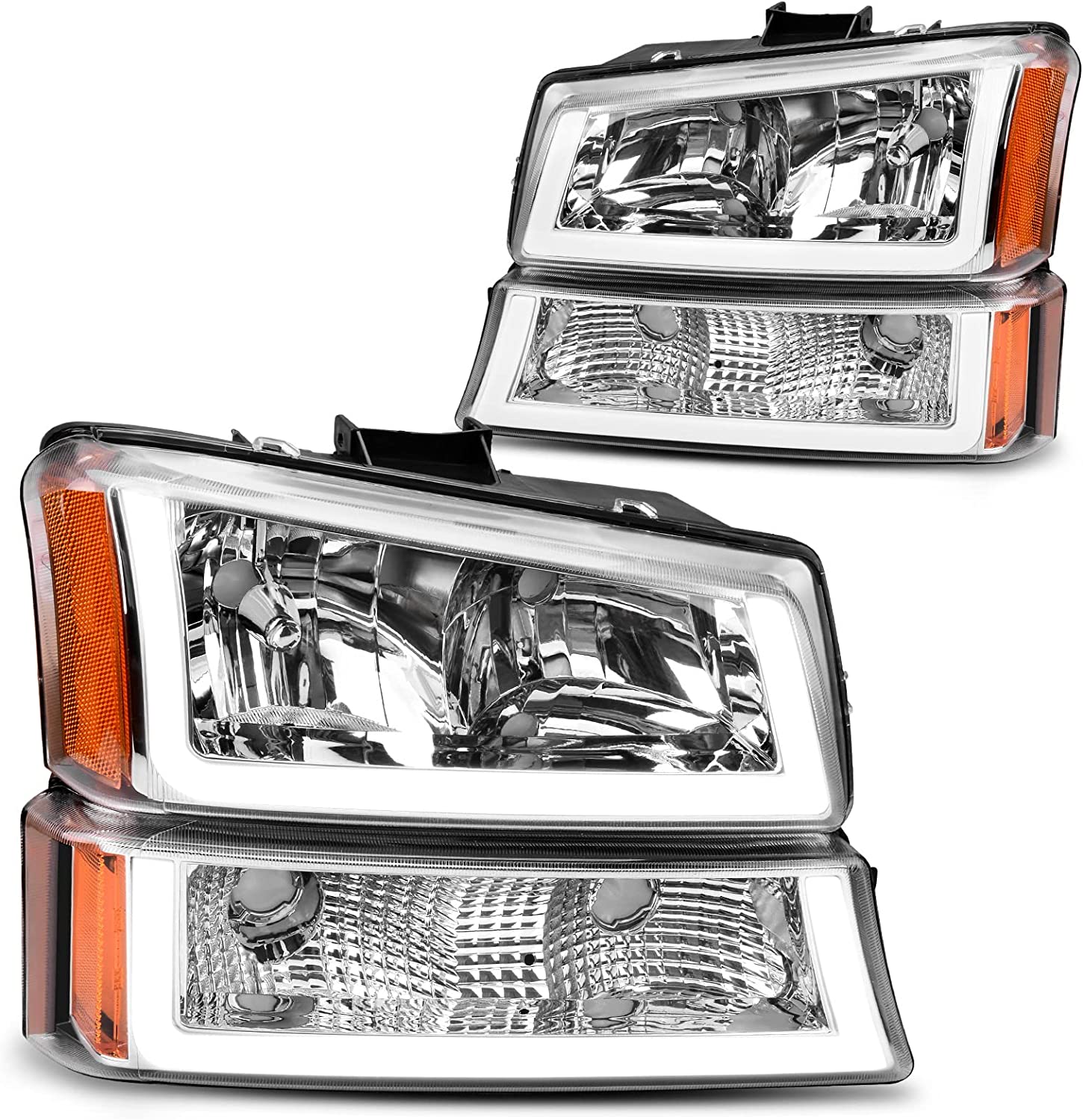 Dwvo Headlight Assembly Compatible With Chevy Silverado Avalanche 1500 2500 3500 Black Clear Housing