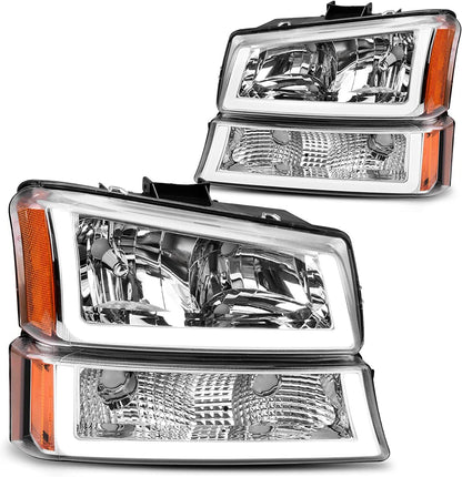 Dwvo Headlight Assembly Compatible With Chevy Silverado Avalanche 1500 2500 3500 Black Clear Housing