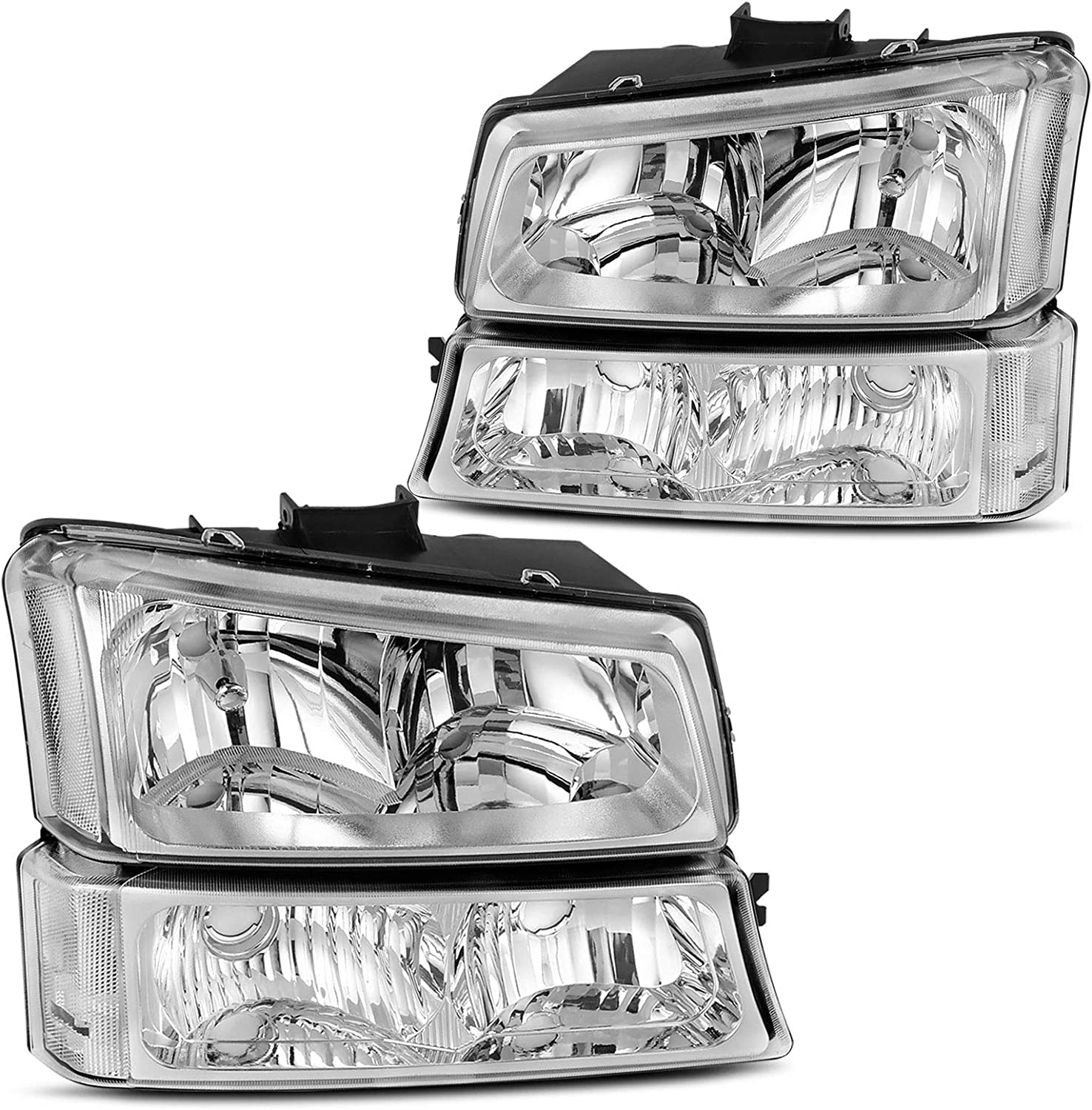 Dwvo Headlight Assembly Compatible With Chevy Silverado Avalanche 1500 2500 3500 Black Clear Housing
