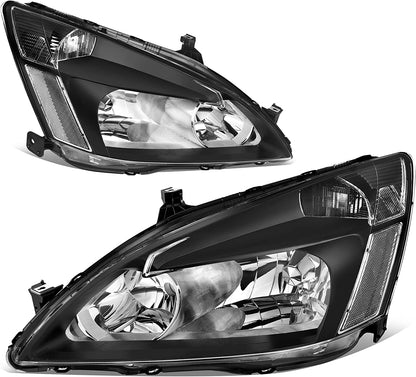 Autosaver88 Headlight Assembly Compatible With 03 04 05 06 07 Accord Oe Replacement Chrome Headlights Wclear Housing