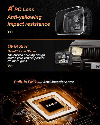 2020-2021 New Osram Chips 180w Dot 500 Brighter Antiglare H6054 5x7 7x6 LED Headlights With Turn Signal Drl Hilow Sealed Beam Compatible Jeep Cherokee Xj Wrangler Yj Ford Chevrolet Gmc Toyota Nissan Etc