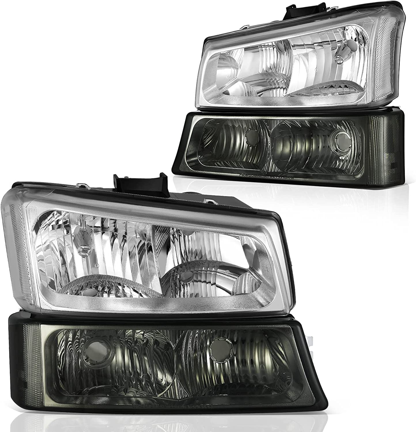 Dwvo Headlight Assembly Compatible With Chevy Silverado Avalanche 1500 2500 3500 Black Clear Housing
