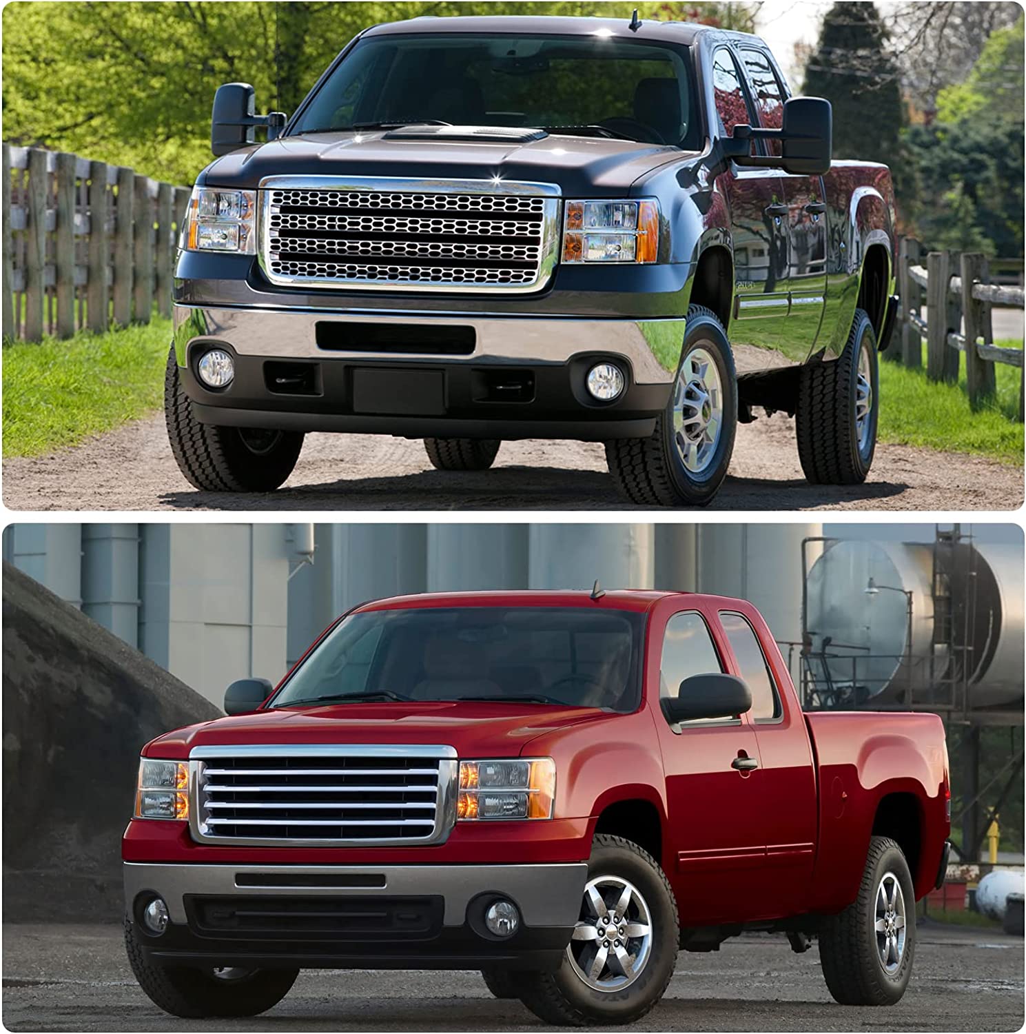 Adcarlights 20072014 Sierra Headlight Assembly Compatible With Gmc 1500 0714 2500hd 3500hd Chrome Housing Amber Reflector Replacement Left And Right