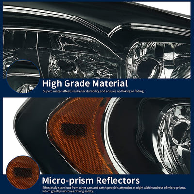 Autosaver88 Headlight Assembly Compatible With 20062013 Chevy Impala 06 07 Monte Carlo Replacement Headlamp Driving Light Chrome Housing Amber Reflector Clear Lens 25958359 25958360 A Black Smoke Oe