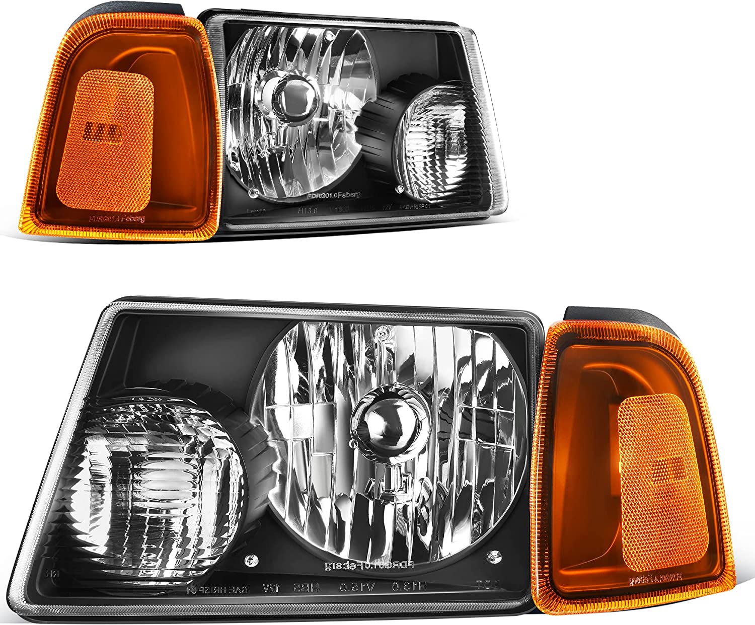 Autosaver88 LED Drl Headlight Assembly Compatible With 20012011 Ford Ranger Pair Headlights Wdaytime Running Light Chrome Housing Amber Reflector