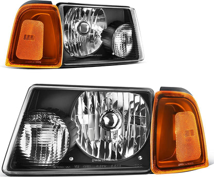 Autosaver88 LED Drl Headlight Assembly Compatible With 20012011 Ford Ranger Pair Headlights Wdaytime Running Light Chrome Housing Amber Reflector