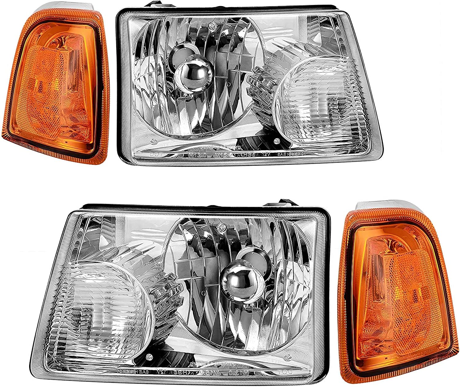 Autosaver88 LED Drl Headlight Assembly Compatible With 20012011 Ford Ranger Pair Headlights Wdaytime Running Light Chrome Housing Amber Reflector