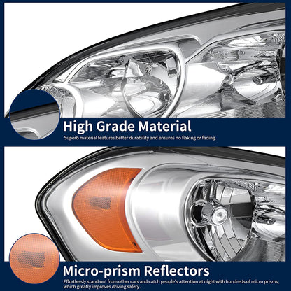 Autosaver88 Headlight Assembly Compatible With 20062013 Chevy Impala 06 07 Monte Carlo Replacement Headlamp Driving Light Chrome Housing Amber Reflector Clear Lens 25958359 25958360 A Oe
