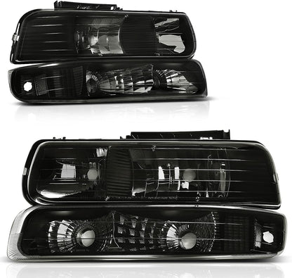 Autosaver88 Headlights Assembly Compatible With 19992002 Chevrolet Silverado 20012002 1500 2500 1500hd 2500hd 3500 20002006 Tahoe Suburban Lights In Bumpers