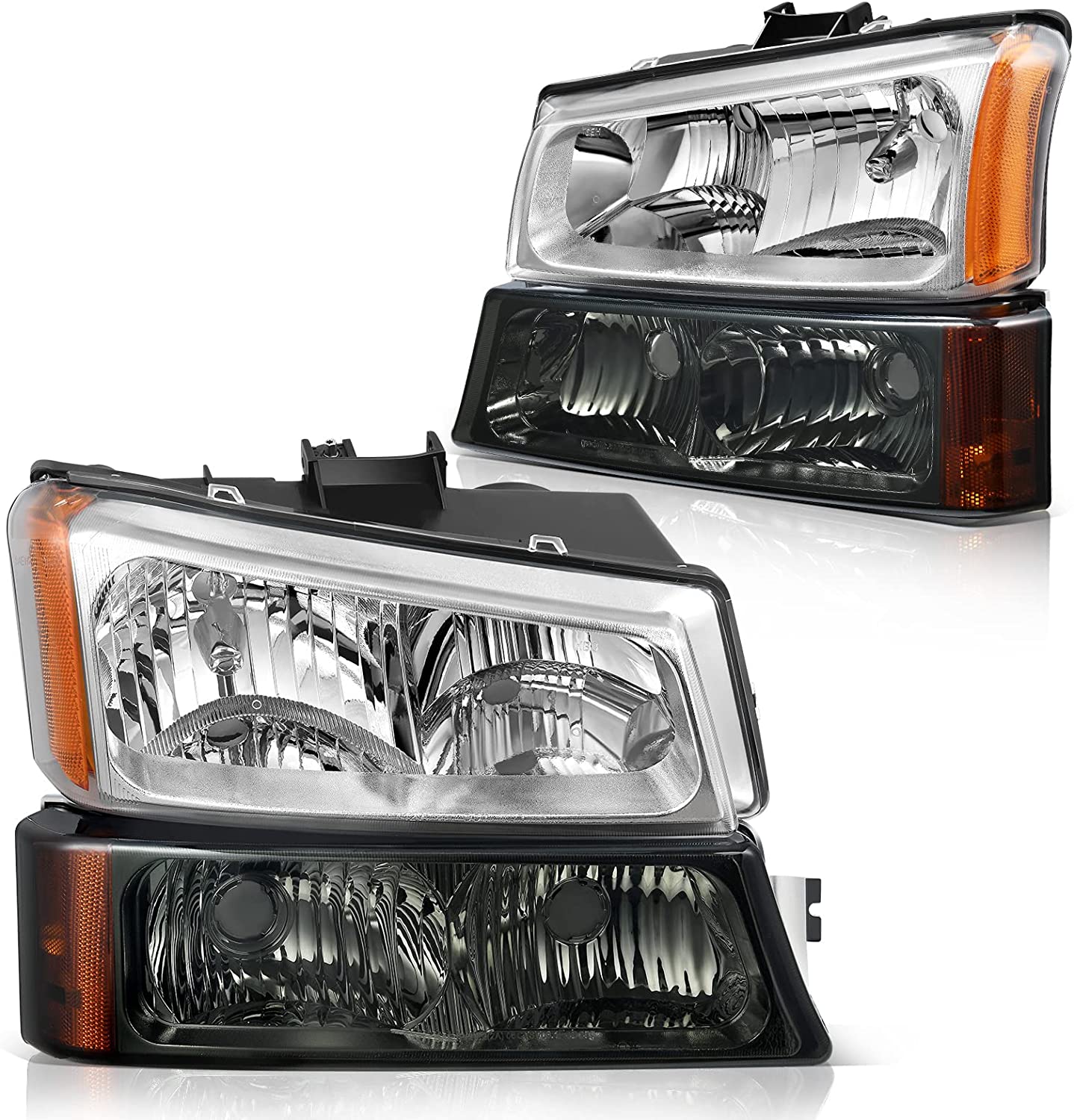 Dwvo Headlight Assembly Compatible With Chevy Silverado Avalanche 1500 2500 3500 Black Clear Housing