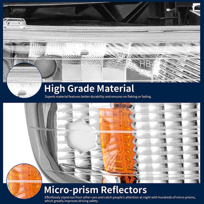 Autosaver88 Headlight Assembly Compatible With 9902 Chevy Silverado 1500 25000102 1500hd 2500hd 35000006 Tahoe Suburban 2500 Headlamp Bumper Lights Chrome Housing Amber Reflector