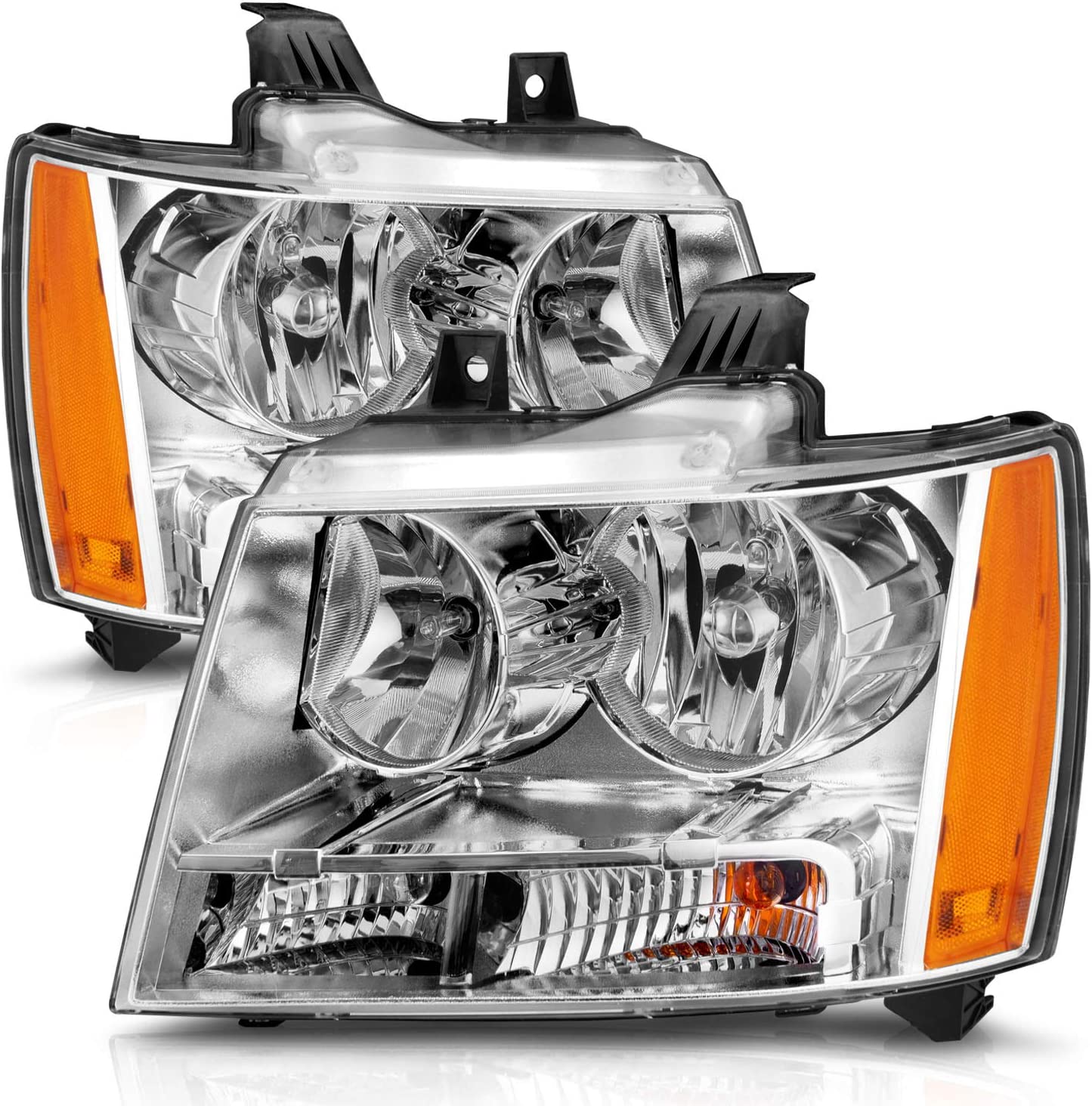 Amerilite For Chevy 0713 Tahoesuburbanavalanche Factory Style Replacement Headlights Pair Driver And Passenger Side Chrome Housing