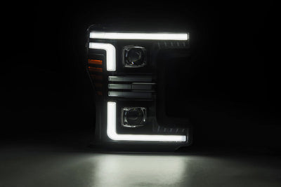 AlphaRex 17-19 Ford F-250/350/450/550 Super Duty PRO-Series Proj Headlights Alpha-Bk w/SS & DRL 880320 *Discontinued