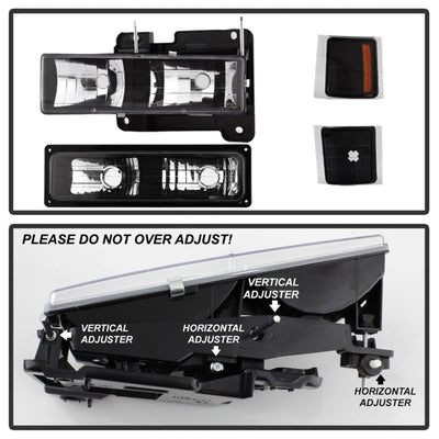 SPYDER Xtune Chevy Suburban 94-98 Headlights w/ Corner & Parking Lights 8pcs Black HD-JH-CCK88-AM-BK-SET 5072221