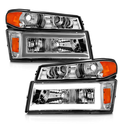 ANZO 04-12 GM Colorado/Canyon/I-Series Crystal Headlights - w/ Light Bar Chrome Housing 4pcs 111559