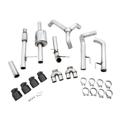 AWE Tuning 4th Gen GM 1500 5.3L 0FG Catback Split Rear Exit (w/ Bumper Cutouts) - Quad Diamond Tips