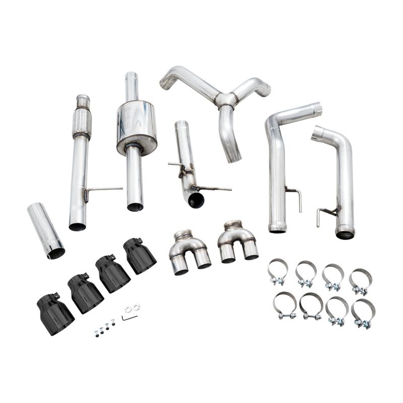AWE Tuning 4th Gen GM 1500 5.3L 0FG Catback Split Rear Exit (w/ Bumper Cutouts) - Quad Diamond Tips