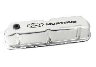 Ford Chrome Steel Valve Cover Set w/Mustang Logo FRD302-100