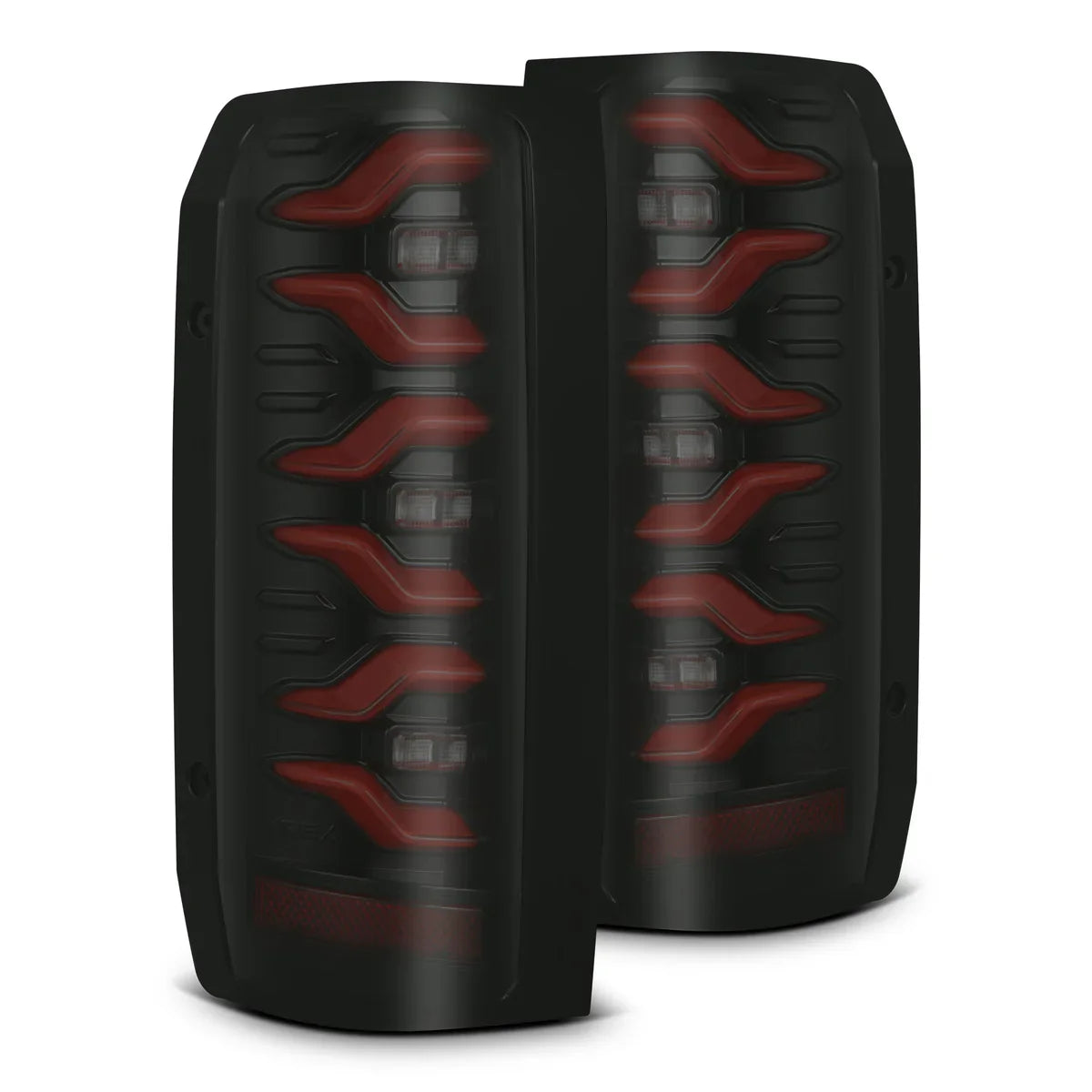 AlphaRex 87-96 Ford F-Series/Bronco LUXX-Series LED Tail Lights Black Red