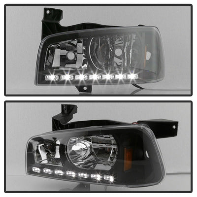 SPYDER Xtune Dodge Charger 06-10 1Pc LED Crystal Headlights Black HD-ON-DCH05-1PC-LED-BK 5017635