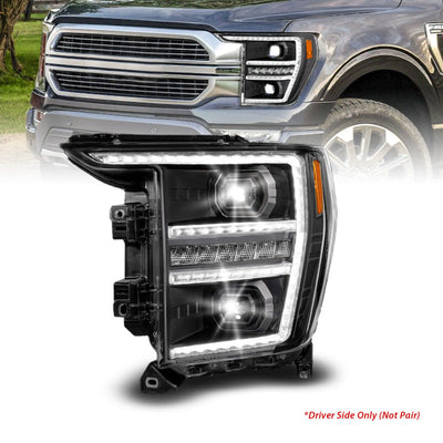 ANZO 21-23 Ford F150 LED Projector Headlight w/Switchback+Sequential - Black (Driver Side Only) 111594-L