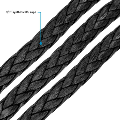 Borne Off-Road Synthetic Rope - 3/8in x 85ft - Black BNWN-SR-38-85BK