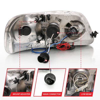 Anzo 1997.5-2003 Ford F-150 Projector Headlights w/ Halo and LED Black 1pc