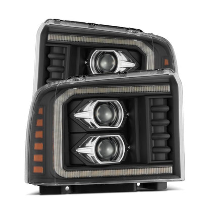AlphaRex 05-07 Ford Super Duty/Excursion LUXX-Series LED Projector Headlights Black