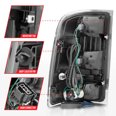ANZO 2007-2013 GMC Sierra LED Tail Lights w/ Light Bar Black Housing Smoke Lens 311389