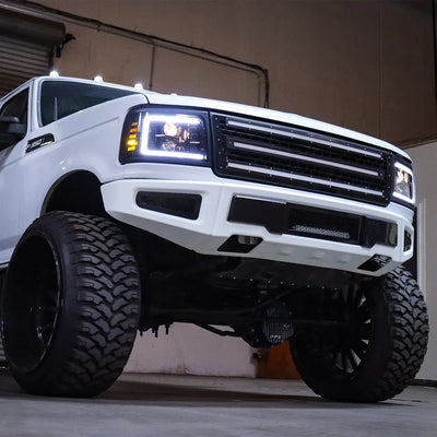 AlphaRex 92-96 Ford F-Series/Bronco LUXX-Series LED Projector Headlights Alpha-Black