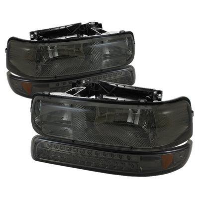 SPYDER Xtune Chevy TahOE 00-06 Headlights w/ LED Bumper Lights Amber Smoke HD-JH-CSIL99-LED-SET-SM 5069481