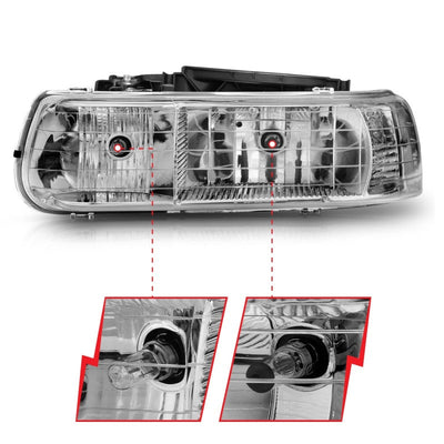 Anzo 1999-2002 Chevrolet Silverado 1500 Crystal Headlights Chrome