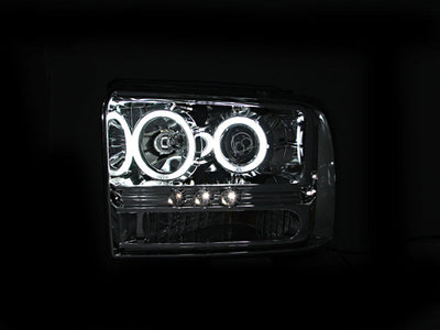 Anzo 2005-2007 Ford Excursion Projector Headlights w/ Halo Chrome w/ LED St